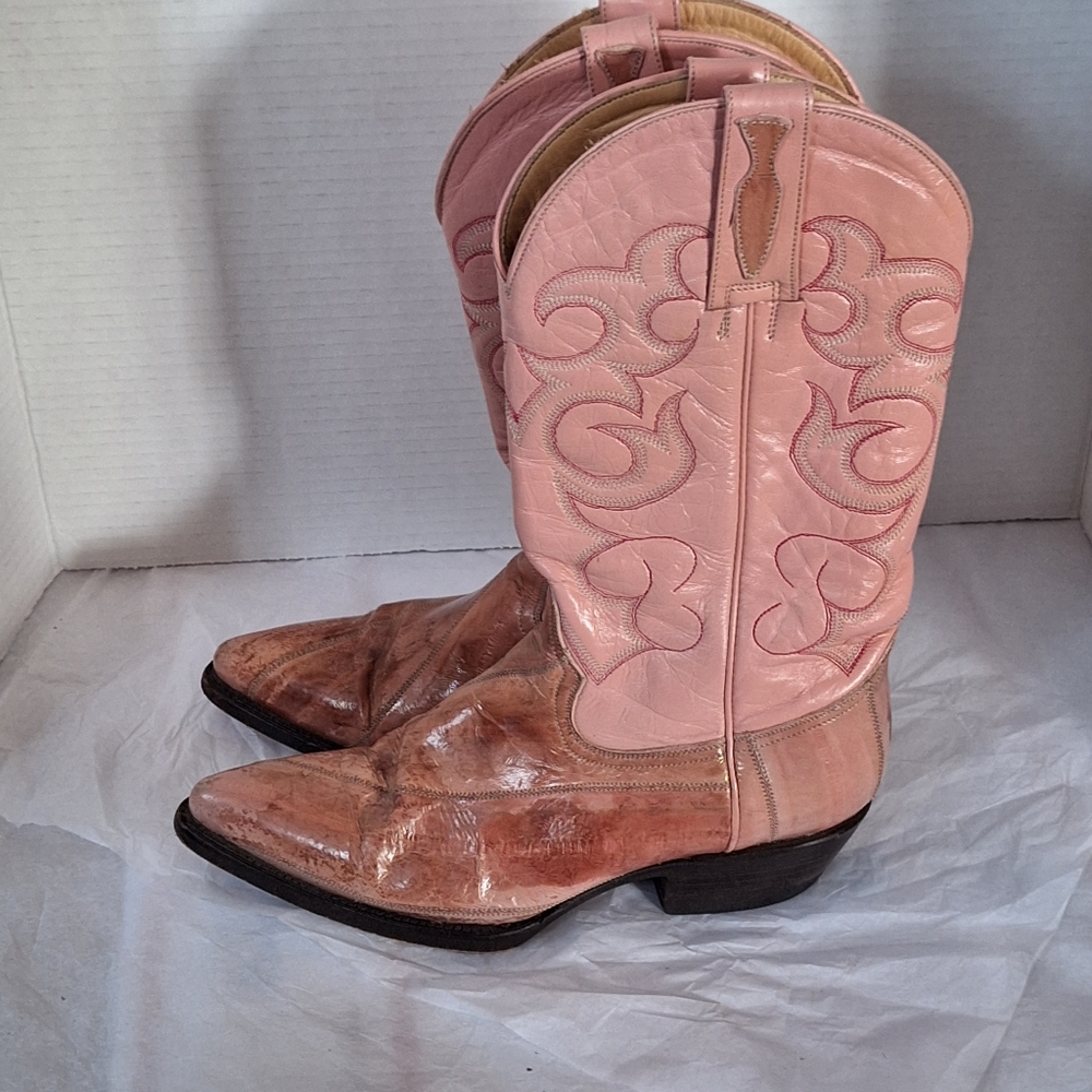 Dos de oro pink eel cowgirl boots sz 5